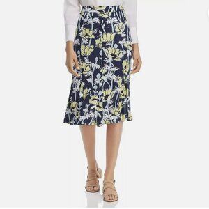 $258 TORY BURCH Printed Jersey Skirt Navy Poppies Bloom Size L NEW WITH TAG!